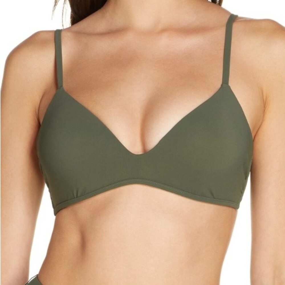 NWT Tory Burch Green Olive Solid T-Belt Bra Top